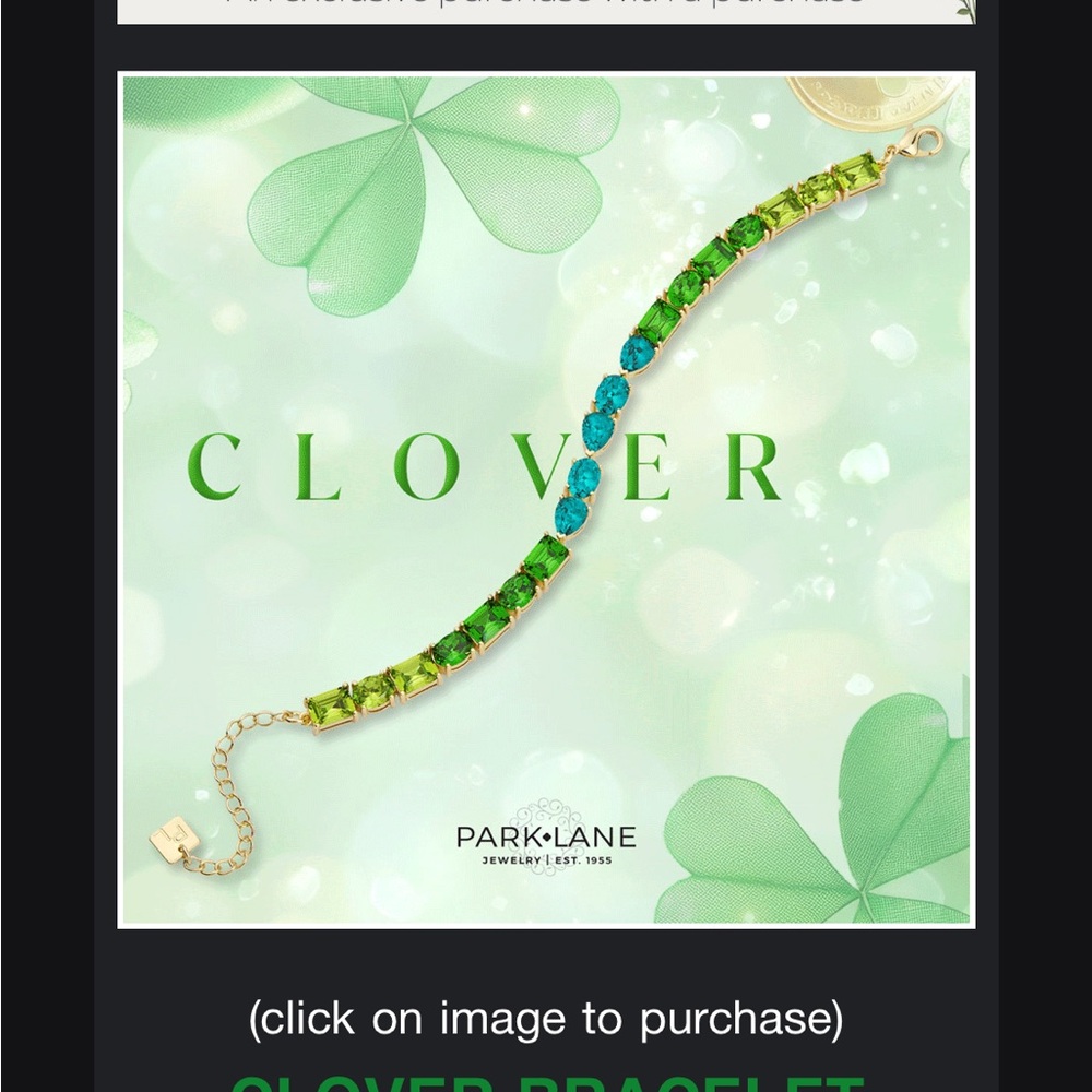 Park Lane Green & Teal Clover Crystal Bracelet